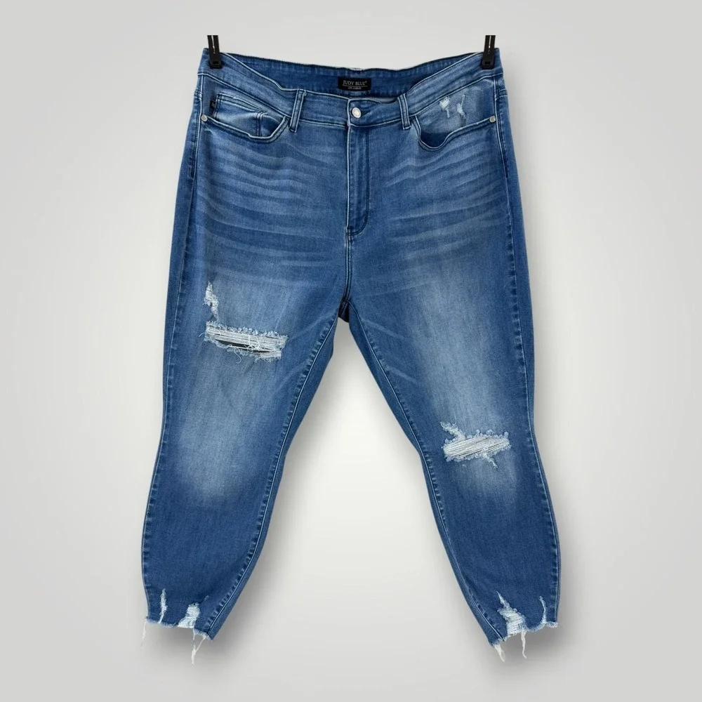 Judy Blue Skinny Jeans Womens 22W High Rise Distressed Stretch Plus Size
